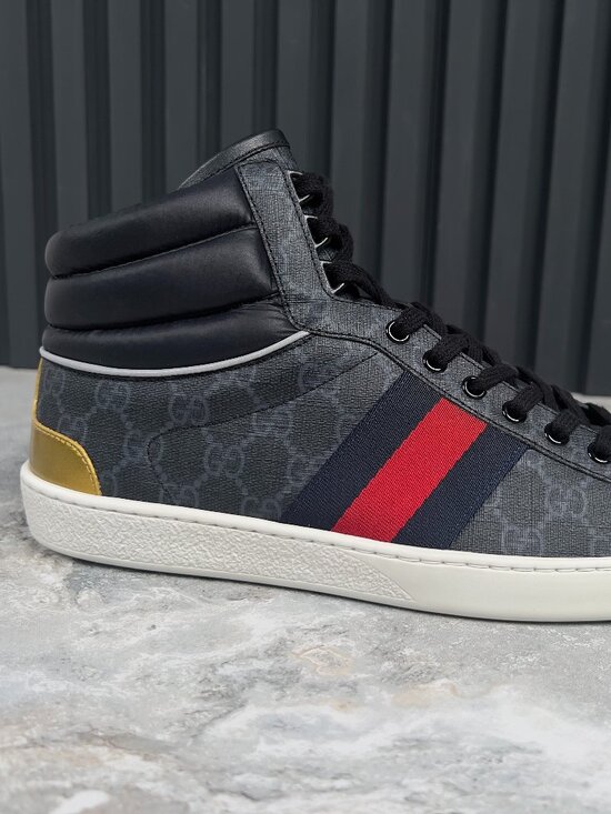 GUCCI Ace Web Supreme GG Monogram Sneakers Gray Leather 8.5 G or 9 US 42.5 EUR main image 11